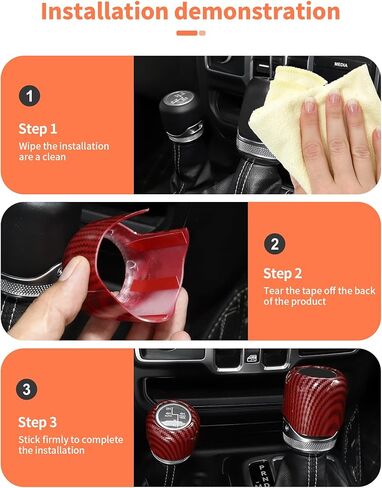 تغطية مقابض SHIFTER SHIFTER GEAR لجيب Wrangler JL/JT Gladiator رباعي العجلات 2018-2025 ، إكسسوارات وحدة التحكم في ألياف الكربون الأحمر. in Kuwait