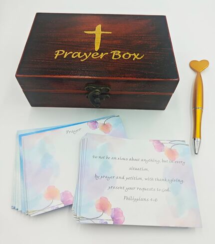 Fight Club Prayer box with Prayer Cards Blessing Box Cross Religious gifts Christian gifts congregation gifts (brown) in Saudi Arabia