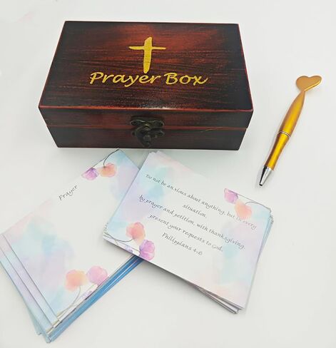 Fight Club Prayer box with Prayer Cards Blessing Box Cross Religious gifts Christian gifts congregation gifts (brown) in Saudi Arabia