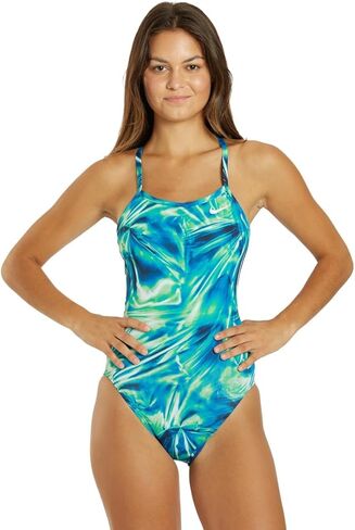 Nike Women's Hydrastrong Solar Rise Fastback One Piece Swimsuit Blue Green ، 30 in Saudi Arabia