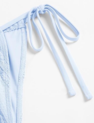 ZAFUL Tankini Swimsuits for Women Smocked Ruffles Tie Front Bowknot Textured High Cut Tanga Tankini Set(A-Light Blue, S) in Saudi Arabia