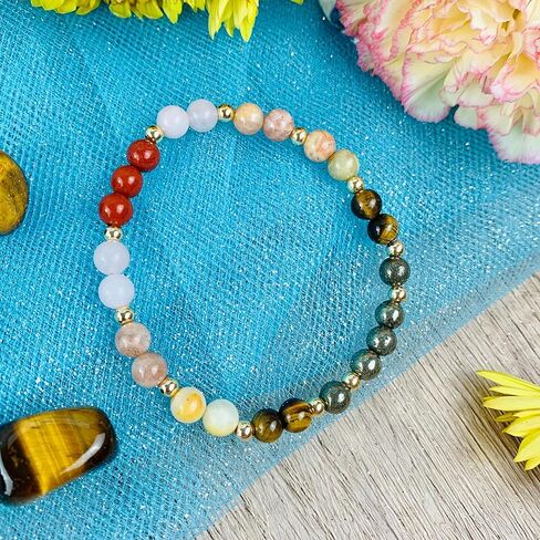 سوار Leo Zodiac Crystal Bededed ، هدية ليو ، سوار المولد في شهر أغسطس ، هدايا مجوهرات ليو زودياك لها ، البايرايت ، عين النمور ، العقيقون المجنون ، صنستون ، روز كوارتز ، ريد جاسبر in Saudi Arabia