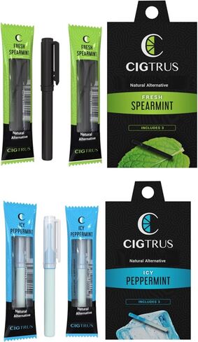 Cigtrus Natural Flavored Air Device - Inhaler | Fights Bad Habits & Oral Fixation Craving Relief |Tobacco-Free, Nicotine-Free, & Non-Electric | Fresh Spearmint & Lemon Grapefruit- 3 Pack Each in Kuwait