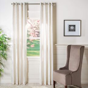 Safavieh Home Curtain Vivi Beige Semi-Sheer 52" x 96" Grommet Drape Panel Window Treatment, 52"x96"
