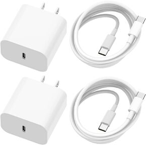 شاحن هاتف Apple محول طاقة USB-C بقدرة 20 واط، 2 حزمة من كتلة شحن USB C مع كابل مزامنة بيانات للشحن السريع بطول 6 أقدام متوافق مع iPhone 15/15 puls/15 pro/15 pro max، ipad pro/Air/Mini in Kuwait