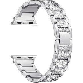 Secbolt Bling Bands Compatible with Apple Watch Band 38mm 40mm 41mm 42mm 44mm 45mm iWatch Series 9/8/7/6/5/4/3/2/1/SE, Dressy Jewelry Metal Bracelet Adjustable Wristband in Kuwait