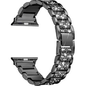 أساور Secbolt Bling متوافقة مع سوار ساعة Apple 38 مم 40 مم 41 مم 42 مم 44 مم 45 مم iWatch Series 9/8/7/6/5/4/3/2/1/SE، سوار معدني أنيق من المجوهرات قابل للتعديل