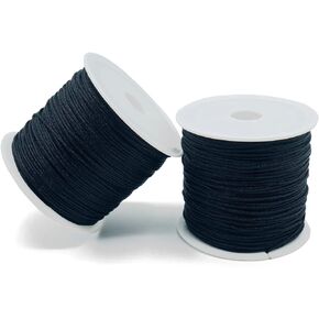 Black Nylon Beading String for Bracelets 2 Rolls, 0.8mm Jewelry Making Supplies Bracelets Cord, Nylon Thread Chinese Knotting Cord for Braided Bracelets, Necklaces, Wind Chime, Blinds 100 Yards