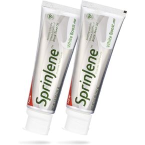 SprinJene Natural Teeth Whitening Toothpaste with Fluoride, SLS Free with Patented Black Seed Oil & Zinc for Cavity Protection Dry Mouth, Fresh Breath Cruelty-Free, Gluten Free 2 Pack (White Boost)