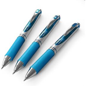 Pentel EnerGel XM BL77-S3 Retractable Liquid Gel Ink Pen - 0.7mm - Turquoise- Pack of 3