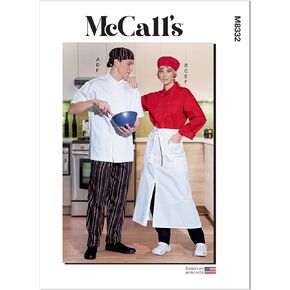 McCall's Misses' and Men's Chef Jacket, Pants, Apron and Cap Sewing Pattern Kit, Design Code M8332, Multicolor