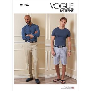 Vogue Men's Shorts and Pants Sewing Pattern Kit, Design Code V1896, Sizes 40-42-44-46