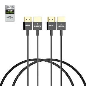 Ultra Thin 8K HDMI 2.1 Certified Cable 3FT, Ultra High Speed 48Gbps, Short HDMI Cable, Support 8K@60Hz 4K@120Hz, Dynamic HDR, eARC, Compatible with PS5/Xbox/HDTV/Blu-ray/Monitor/Projector