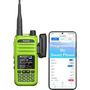 راديو A36plus 8W GMRS ثنائي الاتجاه مع محول برمجة لاسلكي TBB02، ترقية بطارية قابلة للشحن من النوع C بقدرة 3200 مللي أمبير في الساعة، هوائي NA-771، 999 قناة، نطاق هوائي، راديو ثنائي النطاق طويل المدى (أخضر) in Kuwait