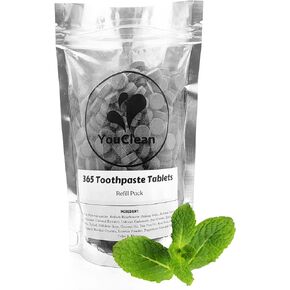 Refill Pack - 365 Toothpaste Tablets - Natural Remineralization & Whitening with Nano Hydroxyapatite - Travel or Daily Use - Fluoride Free (Bubblegum365)