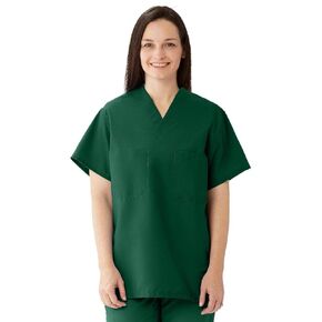 Medline ComfortEase Unisex Reversible Scrub Top, 2 Pockets, Evergreen, Size X-Large