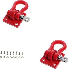 Red Metal Climbing Trailer Tow Hook Hooks Buckle Winch Shackles for 1/10 Scale Crawler Truck D90 SCX-10 Climbing Car, RC Car Accessory