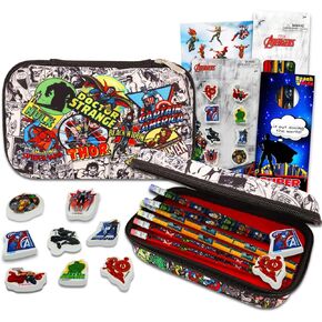 Marvel Avengers School Supplies Set - Avengers Stationery Bundle with Avengers Pencil Case, Avengers Pencil, Erasers, Stickers, More | Marvel School Supplies for Boys