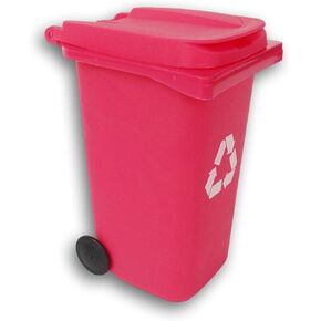 Mini Curbside Recycle Can Pencil Cup Holder - 5.5 Inches Tall - Rose Red