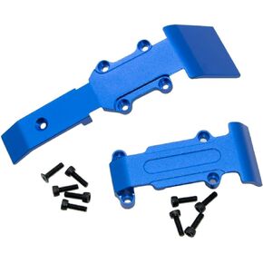 Parts Compatible with Traxxas 1/16 E-REVO Mini Slash Rc Car Front Rear Skid Plate Hops Up Aluminum Alloy Upgrades 71076-3 70054-1 2Pcs(Blue)