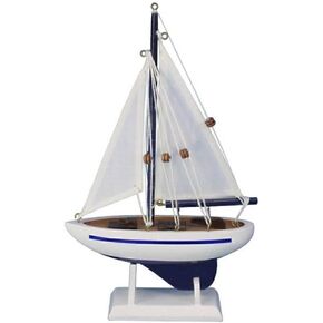 Hampton Nautical Wooden Enterprise Model Sailboat Decoration 9" - Small Wood Sailboat - Wooden