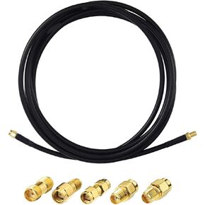 SUPERBAT SMA Male to SMA Female Bulkhead Cable 6.5ft RG58 Cable, SMA Cable + 5pcs SMA to SMA/RPSMA Adapter KIT for Ham Radio Router WiFi Antenna Wireless Adapter etc.