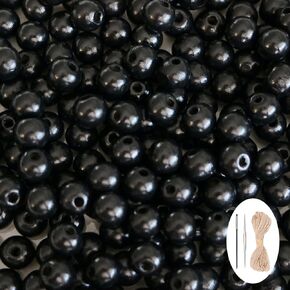150Pcs Red Wooden Beads with Large Hole, Round Loose Beads Natural Spacer Beading Supplies for Farmhouse Beaded Garland Necklace Bracelet Making Home Decor - 18mm
