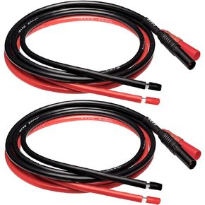 CESS-217 Straight-Type Seal Insulated Safety Banana Plugs Wire with Open End DIY for Multimeter Test Leads Ends Probes, 2 Pairs