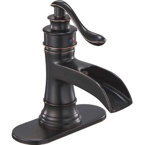 Oil Rubbed Bronze Deck Mount Bathroom Faucet with Waterfall Spout and Drip-Free Valve in Kuwait