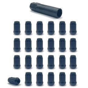 24pcs M12x1.25 Lug Nuts, Black Closed End Spline Lug Nuts with 1 Socket Key Compatible with Armada, Titan, Pickup Aftermarket Wheel