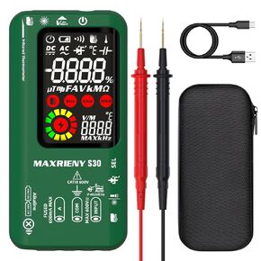 Digital Multimeter Infrared Thermometer Rechargeable Smart Voltmeter 9999 Counts Electrical Current Tester Capacitance, High/Low Voltage Diode Tester for LED Automotive Electrician Electronic