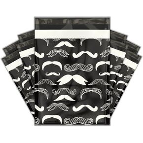 10x13 (100) Stylish Mustache Designer Poly Mailers Shipping Envelopes Premium Printed Bags