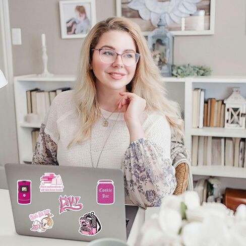 50 قطعة من الملصقات الجمالية Y2K، ملصق أزياء Cyber ​​Fashion لعام 2000 للفتيات، ملصقات لطيفة مقاومة للماء من الفينيل لأجهزة الكمبيوتر المحمولة والهواتف وزجاجات المياه، ملصقات Y2K وردية للمراهقين in Kuwait