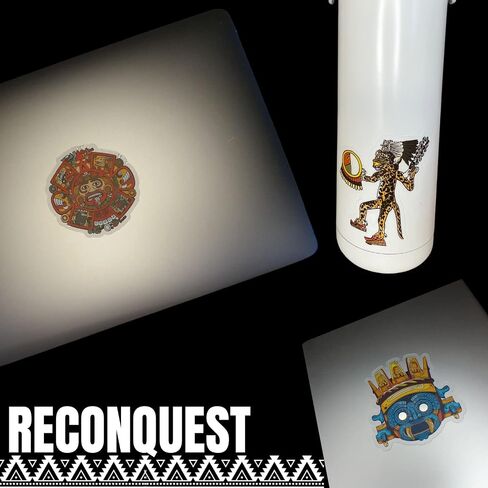 Aztec Stickers Cool Jaguar Warrior Tlaloc Decal Aztec Calendar Vinyl Native American Decor Mexican Stickers for Laptop Skate Water Bottles Window Car Hard Hat Gift - (3" x 3") 3 Pack in Saudi Arabia