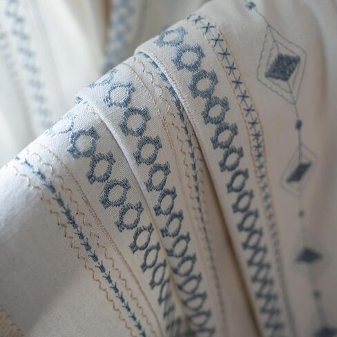 ستائر schweek boho بطول 84 بوصة ستائر نافذة مطرزة لغرفة النوم وغرفة المعيشة 2 لوحة ستائر تصفية ضوء المزرعة ستائر شرابة بوهيمية، أزرق in Kuwait