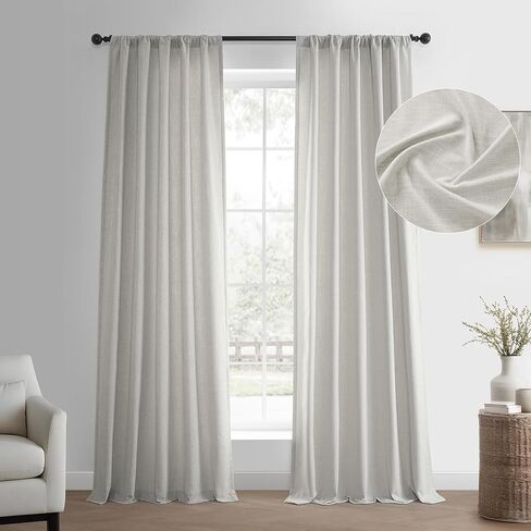 HPD Half Price Drapes Basic Faux Linen Curtains - 96 Inch Long Pair - 2 Panels - 50W x 96L - Natural Linen Curtain for Living Room, Bedroom, Dinning Room, Modern Farmhouse Drapes, Light Sand in Saudi Arabia