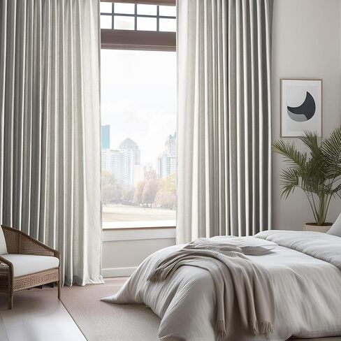 HPD Half Price Drapes Basic Faux Linen Curtains - 96 Inch Long Pair - 2 Panels - 50W x 96L - Natural Linen Curtain for Living Room, Bedroom, Dinning Room, Modern Farmhouse Drapes, Light Sand in Saudi Arabia
