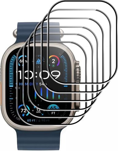 EZCO 6-Pack Screen Protector for Apple Watch Ultra 2 / Ultra 49mm, Tempered Glass Screen Cover Protection, Anti-Scratch, High Definition and Sensitivity in Kuwait