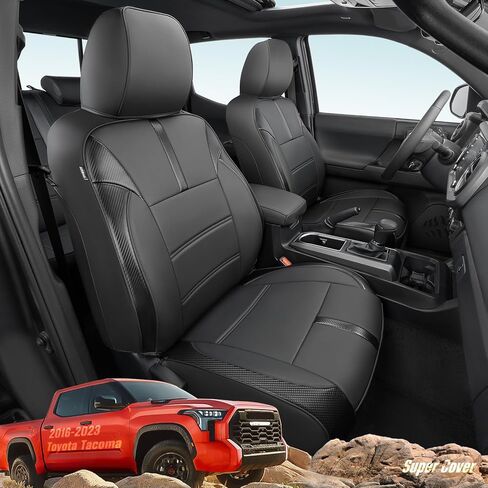 Super Cover® لأغطية مقاعد Toyota Tacoma، 2016-2021 2022 2023 لغطاء مقعد Tacoma، لأغطية مقاعد Tacoma الجلدية لطاقم الكابينة/ملحقات الكابينة المزدوجة مجموعة كاملة (لا تناسب الجيل الرابع من Tacoma) in Kuwait