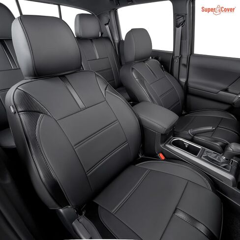 Super Cover® لأغطية مقاعد Toyota Tacoma، 2016-2021 2022 2023 لغطاء مقعد Tacoma، لأغطية مقاعد Tacoma الجلدية لطاقم الكابينة/ملحقات الكابينة المزدوجة مجموعة كاملة (لا تناسب الجيل الرابع من Tacoma) in Kuwait