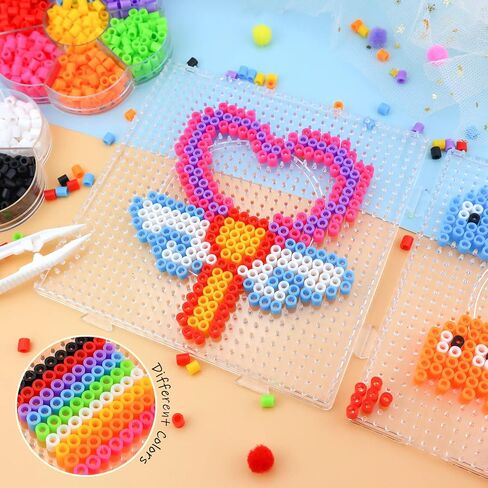 Assorted Fuse Beads Kit with Bead Tweezer Tool, 5 mm Multicolor Melty Beads for Arts and Crafts, 3000 Pcs in Saudi Arabia