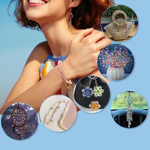 PH PandaHall 100pcs 10mm Crackle Beads 10 Color Glass Round Beads Crystal Beads for Summer Beading Friendship Bracelet Mother's Day Jewelry Making Christmas Tree Ornament in Saudi Arabia