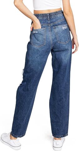 Women's Juniors High Waist Distressed Baggy Jeans in Kuwait