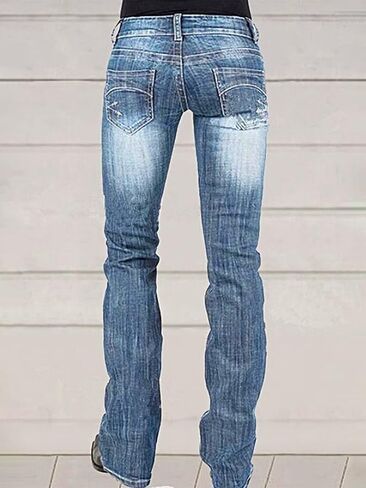 Flamingals Butt Lifting Bootcut Jeans Stretchy Casual Spring Trendy Flare Leg Jeans for Women 2024 Soft Blue M in Saudi Arabia
