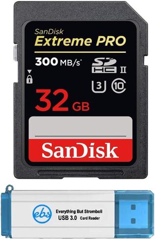 بطاقة ذاكرة SanDisk 32GB SDHC UHS-II Extreme PRO تعمل مع كاميرا Nikon Z8 بدون مرآة 300 ميجابايت/ثانية 4K فئة 10 (SDSDXDK-032G-GN4IN) مع (1) قارئ بطاقة الذاكرة SDHC كل شيء ما عدا سترومبولي 3.0 in Saudi Arabia