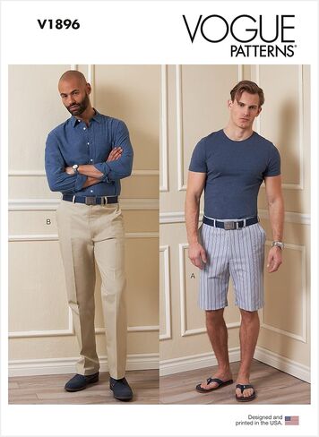 Vogue Men's Shorts and Pants Sewing Pattern Kit, Design Code V1896, Sizes 40-42-44-46 in Saudi Arabia