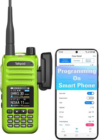 راديو A36plus 8W GMRS ثنائي الاتجاه مع محول برمجة لاسلكي TBB02، ترقية بطارية قابلة للشحن من النوع C بقدرة 3200 مللي أمبير في الساعة، هوائي NA-771، 999 قناة، نطاق هوائي، راديو ثنائي النطاق طويل المدى (أخضر) in Kuwait