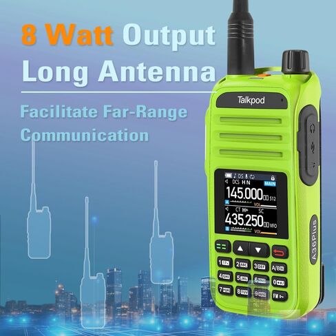 راديو A36plus 8W GMRS ثنائي الاتجاه مع محول برمجة لاسلكي TBB02، ترقية بطارية قابلة للشحن من النوع C بقدرة 3200 مللي أمبير في الساعة، هوائي NA-771، 999 قناة، نطاق هوائي، راديو ثنائي النطاق طويل المدى (أخضر) in Kuwait