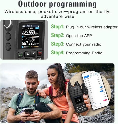 A36plus 8W GMRS Two Way Radio with TBB02 Wireless Programming Adapter, Upgrade 3200mAh Type-C Rechargeable Battery, NA-771 Antenna, 999 Channels, Airband, Long Range Dual Band Radio (Green) in Saudi Arabia