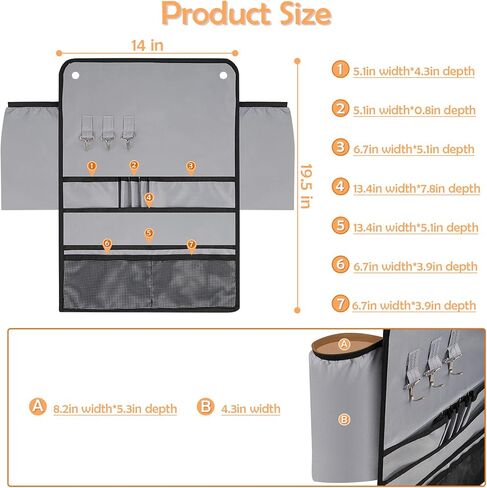 حقيبة تخزين معلقة للمكتب مع حامل أكواب منظم مكتب معلق أكسفورد 2 في 1 منظم معلق لتخزين المجلات والأقلام والهواتف المحمولة والمشروبات والوجبات الخفيفة (رمادي) in Kuwait